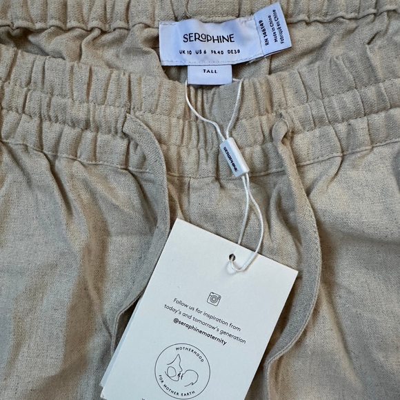 Seraphine Maternity Linen Pants US 6 Tall – Wide Leg Elastic Waist - Picture 6 of 9